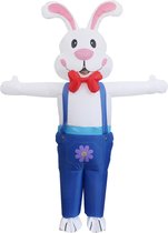 KIMU® Costume Gonflable Lapin Wit Blauw - Costume Opblaasbaar - Costume Lapin Mascotte Costume Gonflable - Haas Gonflable Adultes Femmes Hommes Carnaval Costume Carnaval