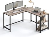 Bureau - Laptop tafel - L-vormig - Hout/Metaal - Grijs/Zwart - 138x138x75