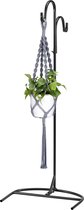 Navaris plantenhaak binnen of buiten - Staande hanger voor planten of decoratie - Pothouder van staal met 2 haken - Verstelbare hoogte