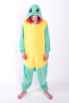 KIMU Onesie Schildpad Pak Kind - Maat 116-122 - Schildpadpak Kostuum Groen Geel - Huispak Pyjama Jumpsuit Jongen Meisje Fleece Festival