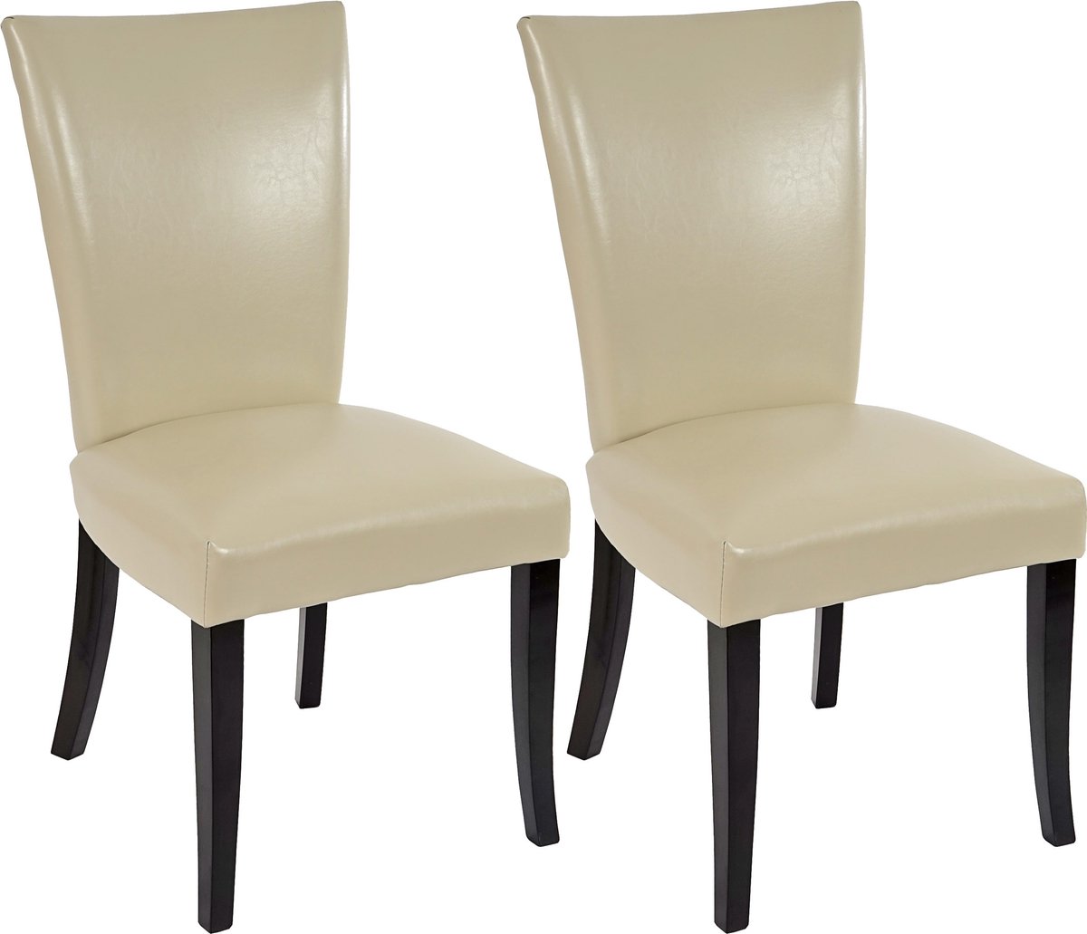 Cosmo Casa Set van 2 eetkamerstoelen Chesterfield - Stoel keukenstoel - Spijkers - Kunstlee r - Crème - Donkere poten