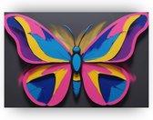 Neon vlinder - Slaapkamer wanddecoratie - Schilderijen canvas vlinder - Wanddecoratie landelijk - Canvas schilderij woonkamer - Decoratie slaapkamer - 60 x 40 cm 18mm