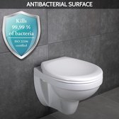 Premium WC Bril - Toiletbrillen Toiletdeksel Antibacterieel Ovaal Wit - Toiletdeksel Quick-Release-Functie - Toilet Seat Softclose Sluitmechanisme - Toiletbril Duroplast/Roestvrij Staal