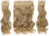 Jumada's - 3-stks Clip-in Hair Extensions: Lang, #24 Ash Blond, Krullend, Synthetisch & Natuurlijk Haar, 50 cm