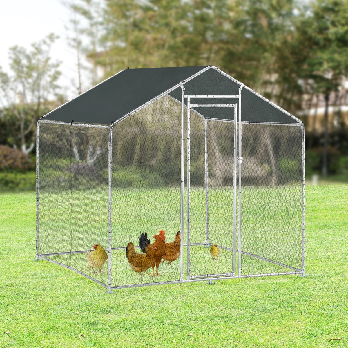 Kippenren Wels buitenren 2x2x2 m donkergroen pro.tec