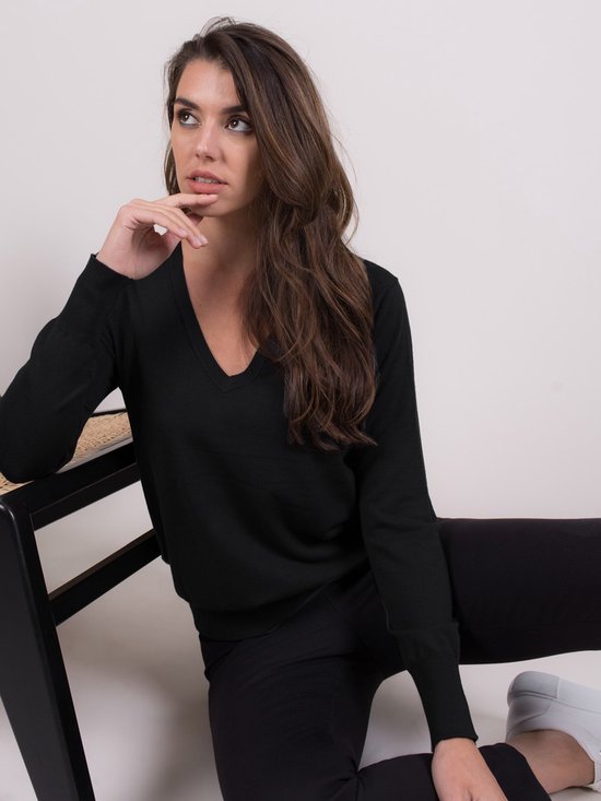 Zwarte Trui Met V Hals Dames Zwarte Trui V Hals Zwarte V Hals Trui