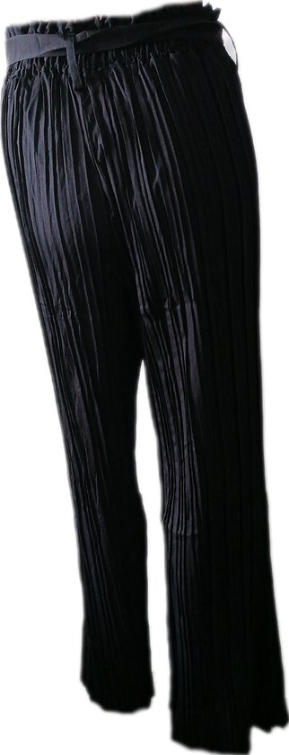 Pantalon d'été - Pantalon de Yoga - Pantalon de plage - Femme - Jambe large - Plissé - Comfort - Bande élastique - Zwart - Taille 52 à 56