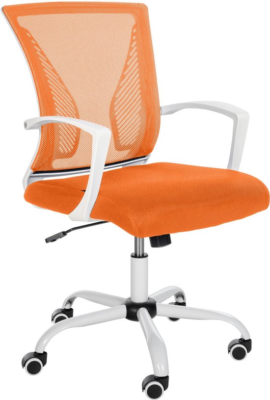 CLP Tracy Bureaustoel - Voor volwassenen - Met armleuningen - Ergonomische - oranje wit