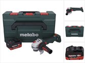 Metabo WB 18 LT BL 11-125 Quick accu haakse slijper 18 V 125 mm borstelloos + 1x accu 10.0 Ah + metaBOX - zonder lader