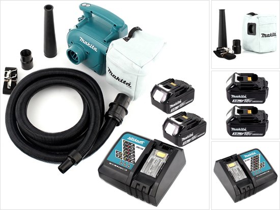 Makita DVC 350 RF snoerloze stofzuiger 18V + 2x oplaadbare accu 3.0Ah + lader