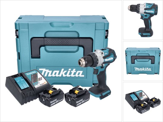 Makita DHP 489 RGJ accu-klopboormachine 18 V 73 Nm borstelloos + 2x accu 6,0 Ah + oplader + Makpac