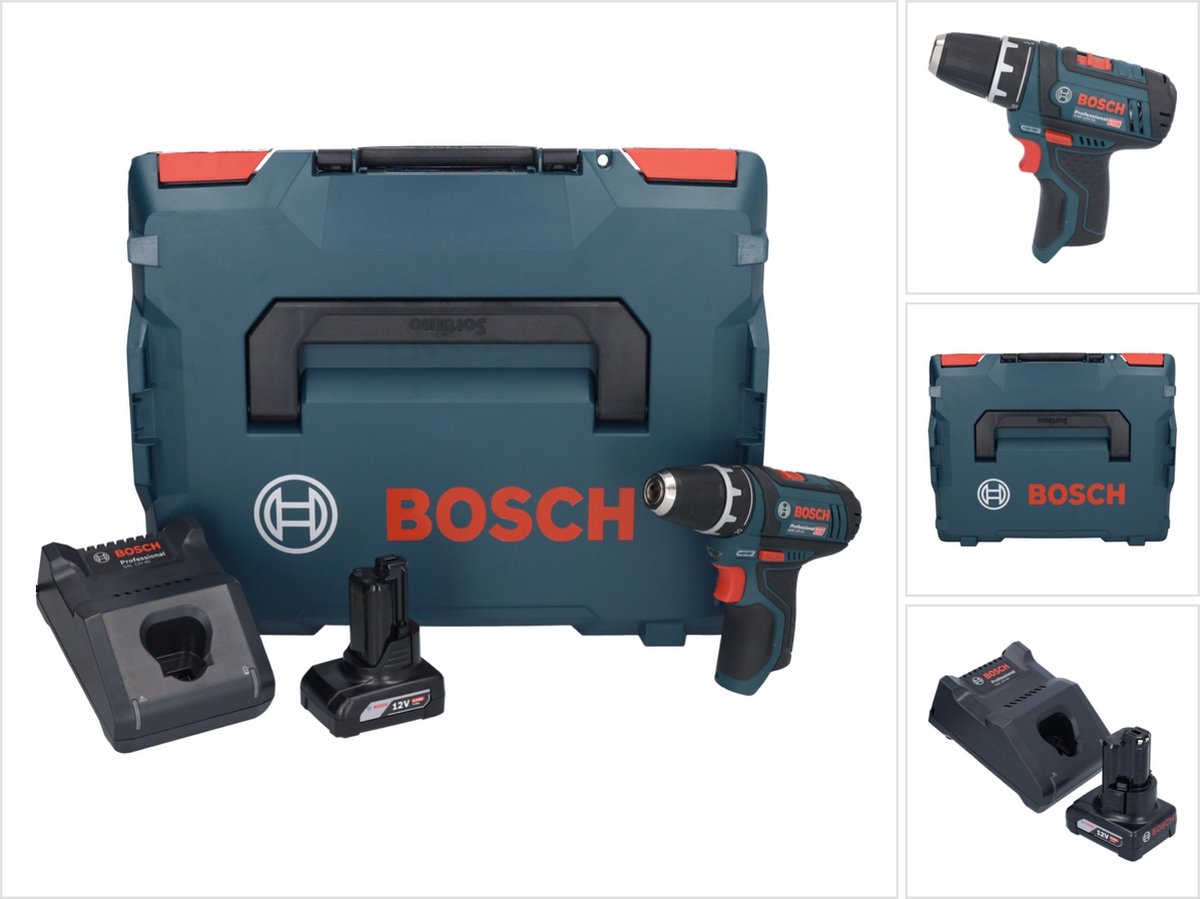 Bosch GSR 12V-15 Professional accuboormachine 12 V 30 Nm + 1x accu 6,0 Ah + oplader + L-Boxx