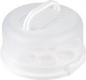 Taarttransportbox, rond, 30 cm, taartdrager met handvat, 15 cm hoog, taarthouder XXL met 5 vakken, taartbutler voor taarten < 26 x 12 cm, wit