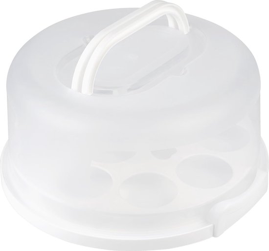 Boîte De Transport Ronde Pour Gâteau - Diamètre 30 Cm, Hauteur 16 Cm, Avec Couvercle Et Poignée - 3