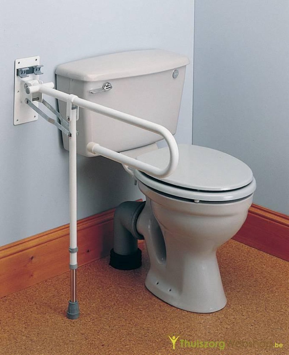 Opklapbare toiletbeugel - wit met steunvoet