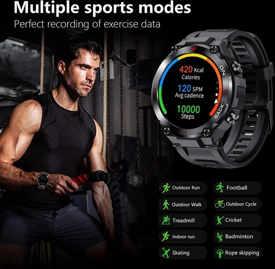 Melanda Outdoor Militaire Gps Smart Watch Mannen 360 360 Hd Scherm Hartslag Ip68. bol