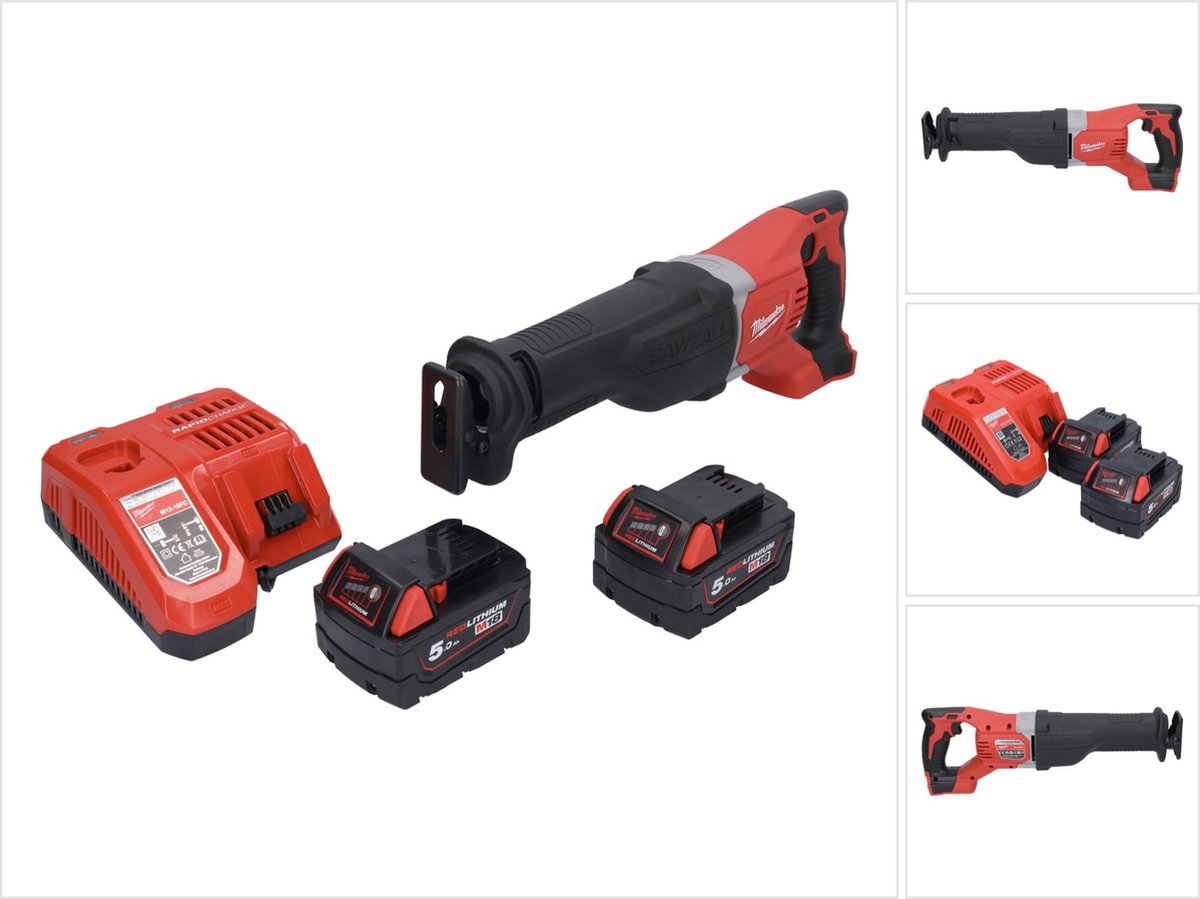 Milwaukee M18 BSX-502 accu reciprozaag 18 V + 2x accu 5.0 Ah + lader