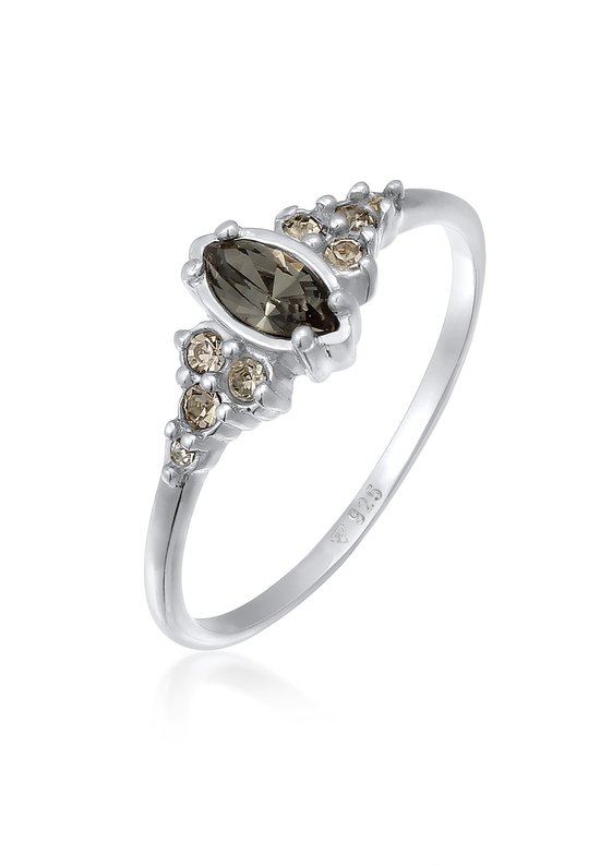 Elli Dames Ring Dames verlovingsring marquise met kristal zwart in 925 sterling zilver
