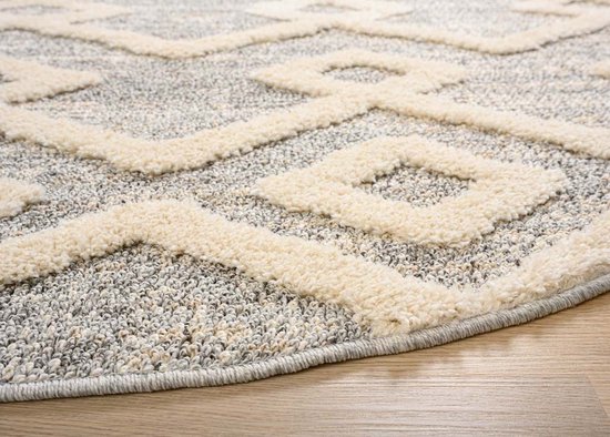 HomebyHome Modern woonkamer vloerkleed Scandinavisch boho vloerkleed grijs Hoog-laag effect Gemakkelijk te onderhouden decoratief vloerkleed 200 x 290
