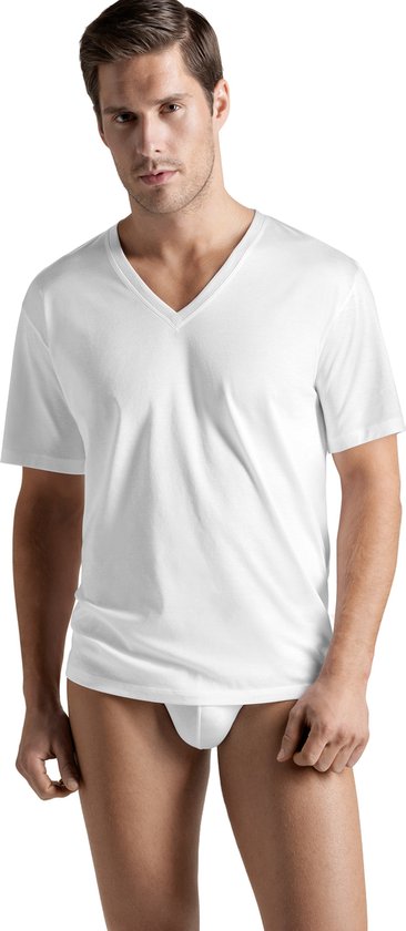 Hanro Cotton Sporty T-shirt V-hals - Blanc - 073510-0101 - S