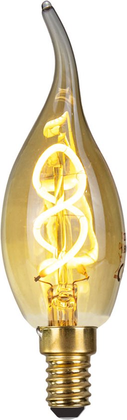LED Spiraal kaarslamp tip 1,6W | Amber glas | Dimbaar | E14 | 2400K - Warm wit