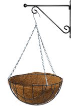 Hanging basket 35 cm met metalen muurhaak en kokos inlegvel - Complete hangmand set van gietmetaal