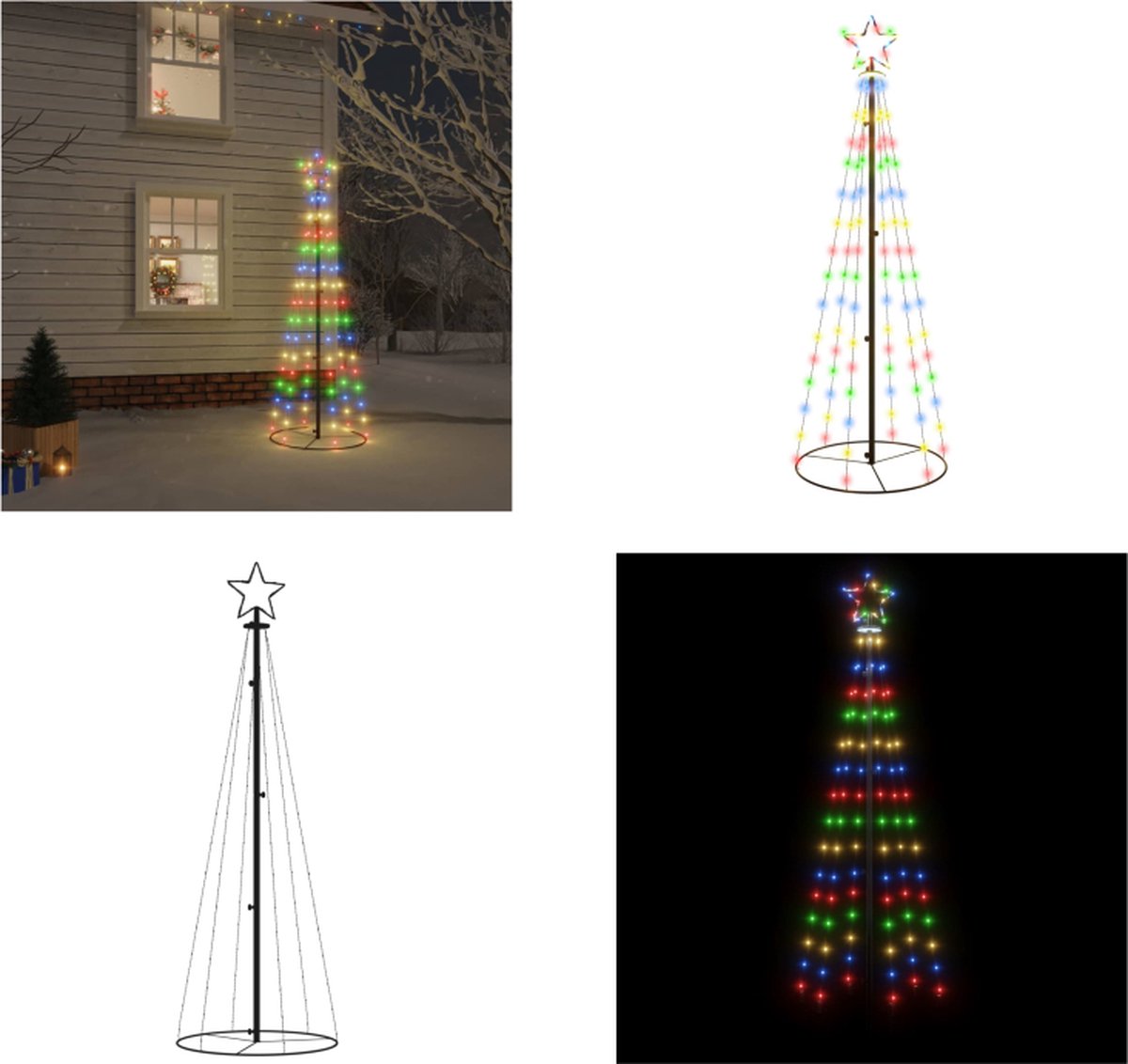 vidaXL Kegelkerstboom 108 LED's 70x180 cm meerkleurig - Kegelkerstboom - Kegelkerstbomen - Kerstboom - Kegelboom