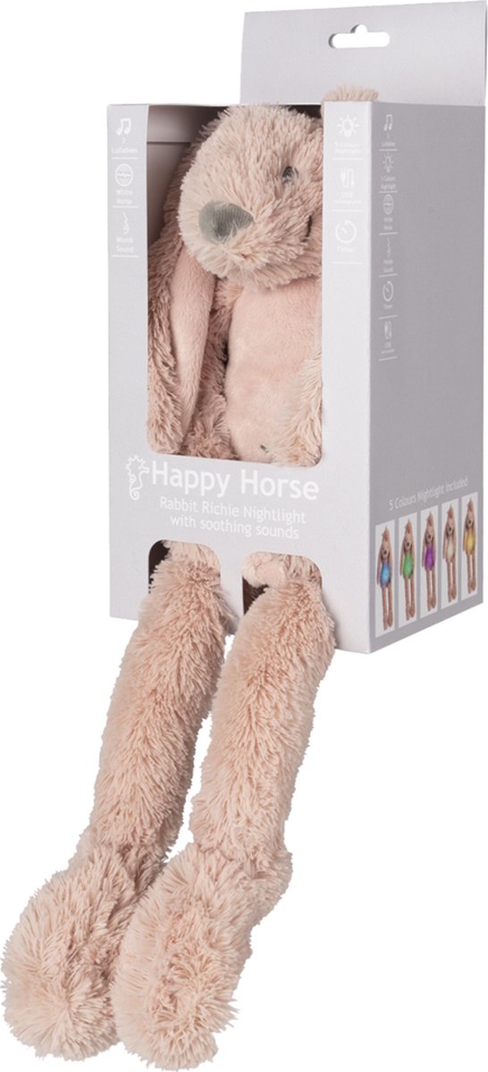Happy Horse Konijn Richie Nachtlampje met rustgevende geluiden 34cm - Oudroze - Baby cadeau van Happy Horse — afbeelding 3
