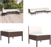 vidaXL 7-delige Loungeset met kussens poly rattan bruin - Loungeset - Loungesets - Lounge Set - Lounge Sets