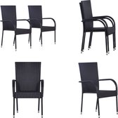 vidaXL Chaises de jardin empilables 2 pcs Poly rotin Noir - Chaise empilable - Chaises empilables - Chaise - Chaises