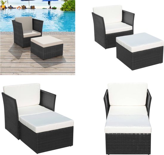 vidaXL - Tuinstoelen en kussens - Zwart - Poly rattan - 56,5x57x83 cm - 4 stuks | Leen Bakker