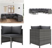 vidaXL 9-delige Loungeset met kussens poly rattan grijs - Tuinset - Tuinsets - Loungeset - Loungesets