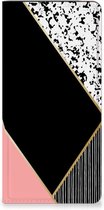 Bookcase Hoesje Geschikt voor Samsung Galaxy A15 Smart Cover Black Pink Shapes