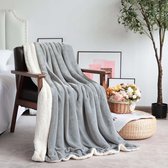 SHOP YOLO - Fleece deken - Beddensprei - zachte pluizige warme winterdeken voor bed- bank deken - 150 x 200 cm - Grijs