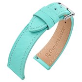 Saffiano Kalfslederen Horlogebandje Tiffany Blue - Makkelijk Zelf te Monteren - 20mm