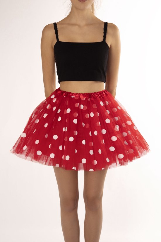 KIMU® Tutu Rood Polkadot Tule Rokje - Maat 98 104 110 116 - Rode Stipjes Petticoat Rok Kinderen - Stip Meisje Lieveheersbeestje Festival