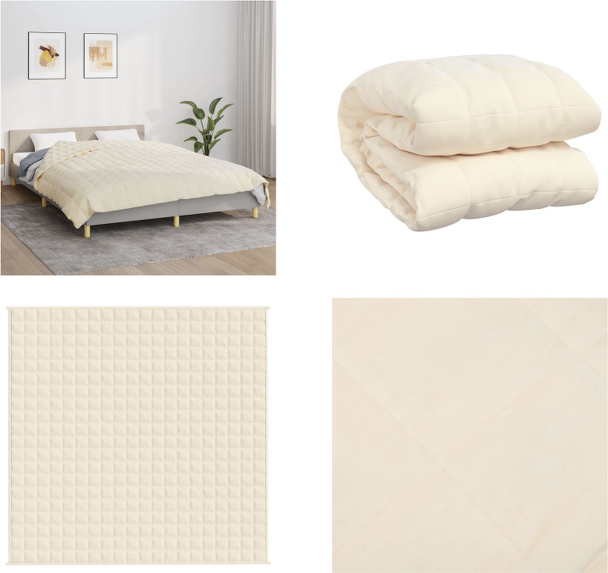 vidaXL - Verzwaringsdeken - 200x200 - cm - 9 - kg - stof - lichtcrèmekleurig