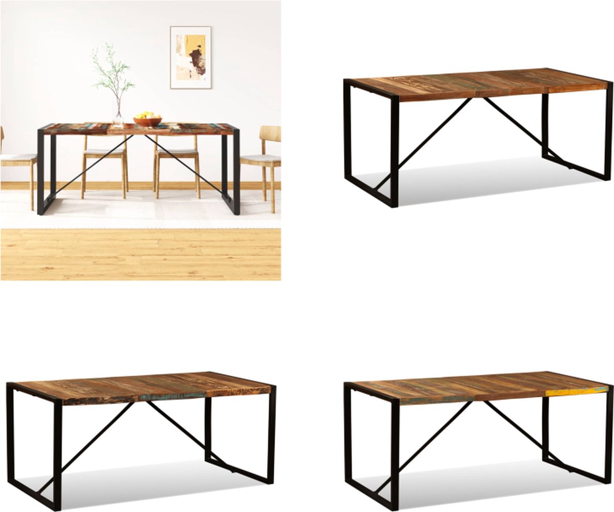 vidaXL Eettafel - 180 - cm - massief - gerecycled - hout meerkleurig