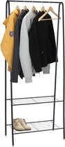 Spetebo Metalen kledingrek zwart met 2 planken - 152 x 61 cm - staande garderobe met kledingstang - kledingrek kapstok kapstok met kledingstang vrijstaand