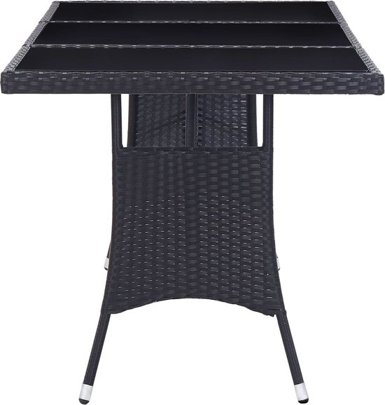 Tuintafel Set vidaXL 9-delige Tuinset poly rattan zwart - Tuintafel En Stoel ...