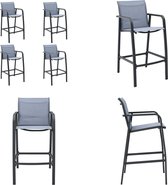 vidaXL Tuinbarstoelen 4 st textileen grijs - Tuinbarstoel - Tuinbarstoelen - Buitenbarstoel - Buitenbarstoelen
