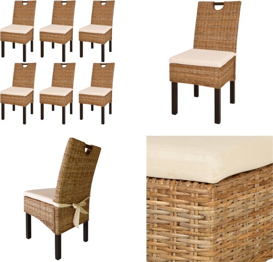 vidaXL Chaise de salle à manger 6 pcs Rotin cubique Bois de manguier - Chaise de salle à manger - Chaises de salle à manger - Chaise de dîner - Chaises de dîner