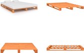 vidaXL Bedframe pallet massief grenenhout bruin 180x200 cm - Bed - Bedden - Slaapkamermeubel - Bedframe