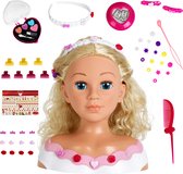 Klein Toys tête de maquillage et de coiffure Rose - brillant à lèvres, fard à paupières, blush, peigne, brosse, pinces à cheveux, épingles - testé dermatologiquement - multicolore