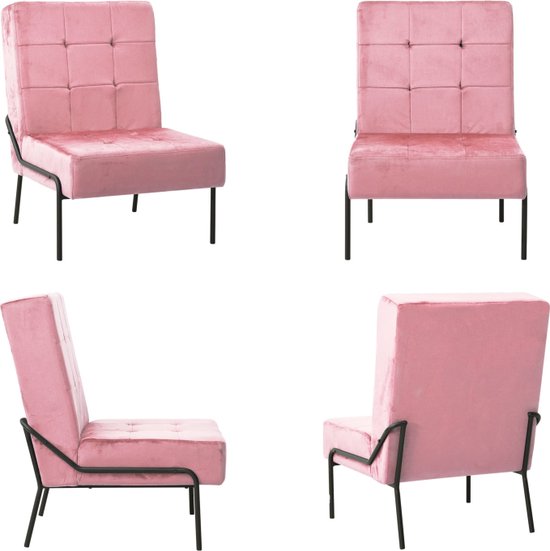 vidaXL Relaxstoel 65x79x87 cm fluweel roze - Relaxstoel - Relaxstoelen - Fauteuil - Fauteuils