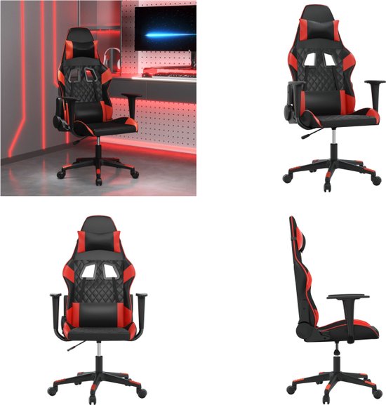 vidaXL Massage gamestoel kunstleer zwart en rood - Gamingstoel - Gamingstoelen - Televisiestoel - Racingstoel