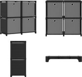 vidaXL Kast met 4 vakken met boxen 69x30x72-5 cm stof zwart - Opbergkast - Opbergkasten - Opbergrek - Opbergrekken