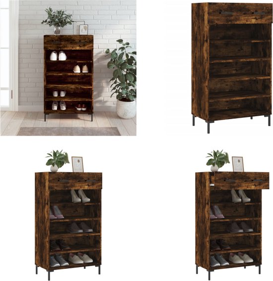 vidaXL Schoenenkast 54x34x183 cm bewerkt hout betongrijs | Leen Bakker