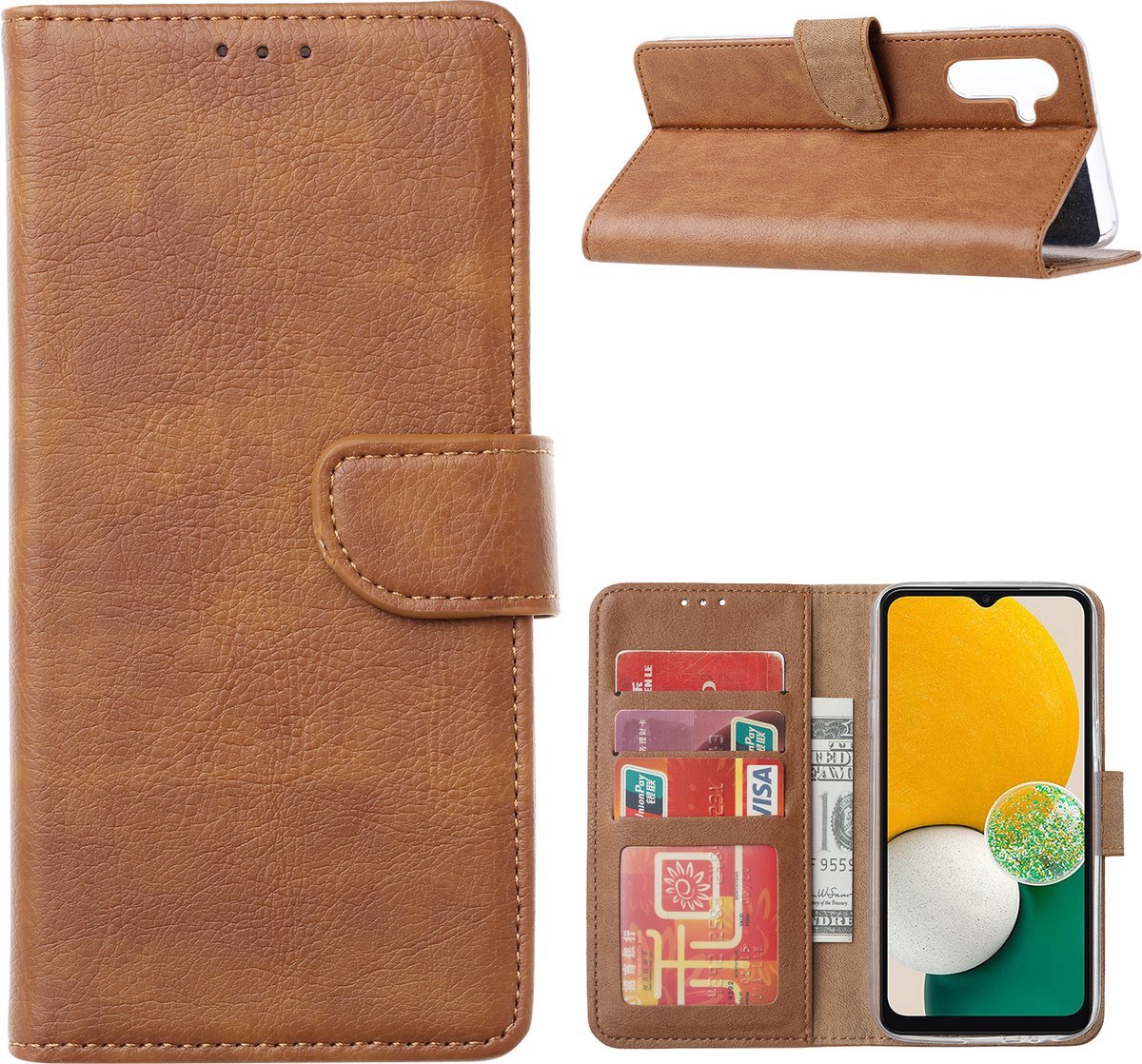 Portemonnee Book Case Hoesje Geschikt voor: Samsung Galaxy A05 - Lichtbruin