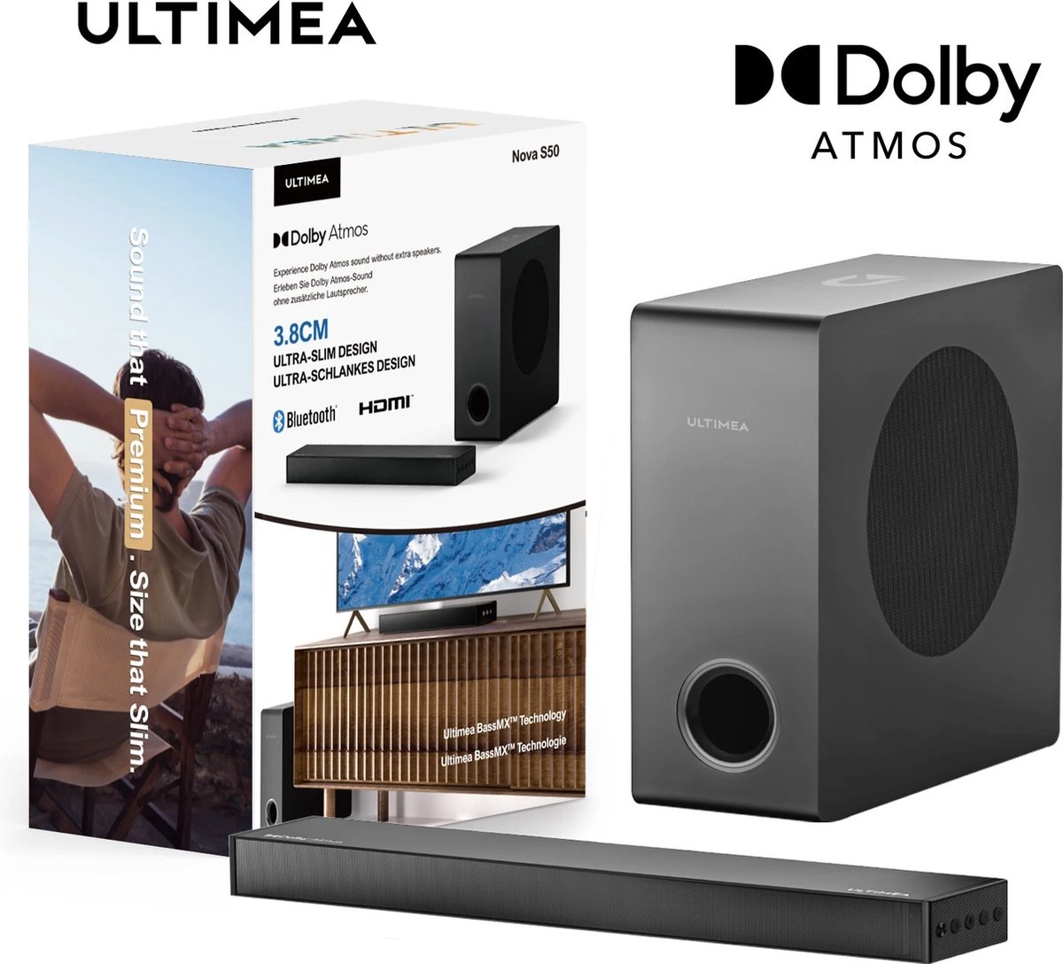 Nueva Vida - Soundbar - Voor Tv - Met Subwoofer - Dolby Atmos - Bluetooth - Surround Sound System - Zwart
